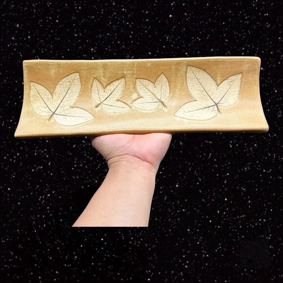 Cracker Tray Platter by Country Originals Oak Leaf Design Pottery Colombia 14”L - Picture 1 of 12